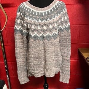 Bass vintage Gray and Pink Knit Sweater